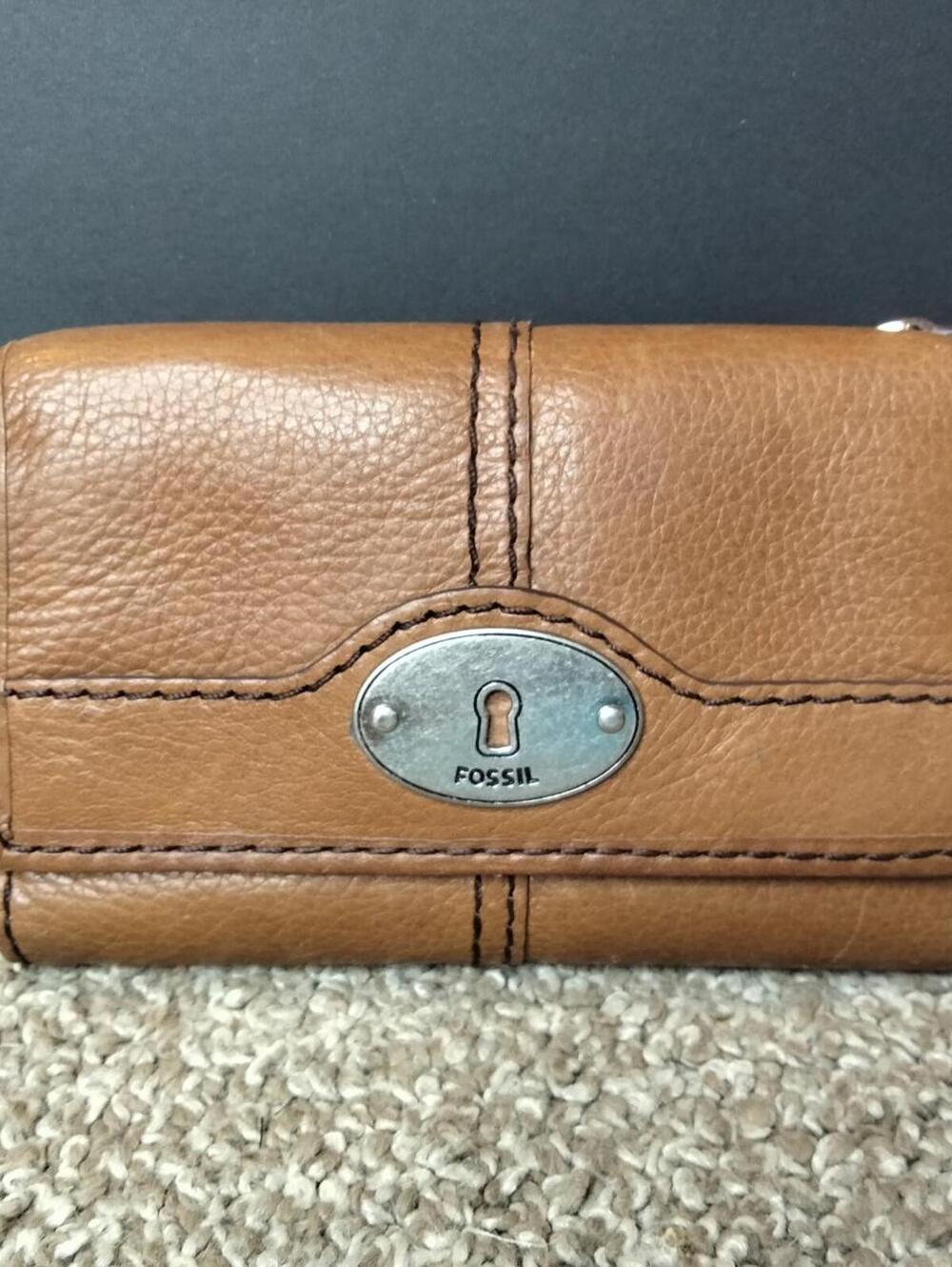 Fossil Maddox Marlow Wallet Cowhide Leather Brown Mulit-Fold Function Orginazer